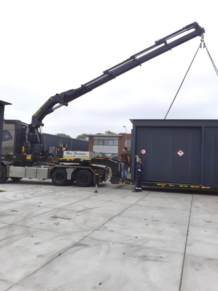 Drie stellingcontainers K40 IBC Fireguard voor NGP te Kerkrade