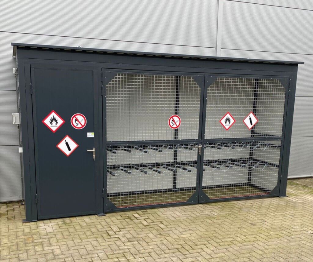 Gasflessenopslag met afzonderlijk compartiment voor Bright Renewables