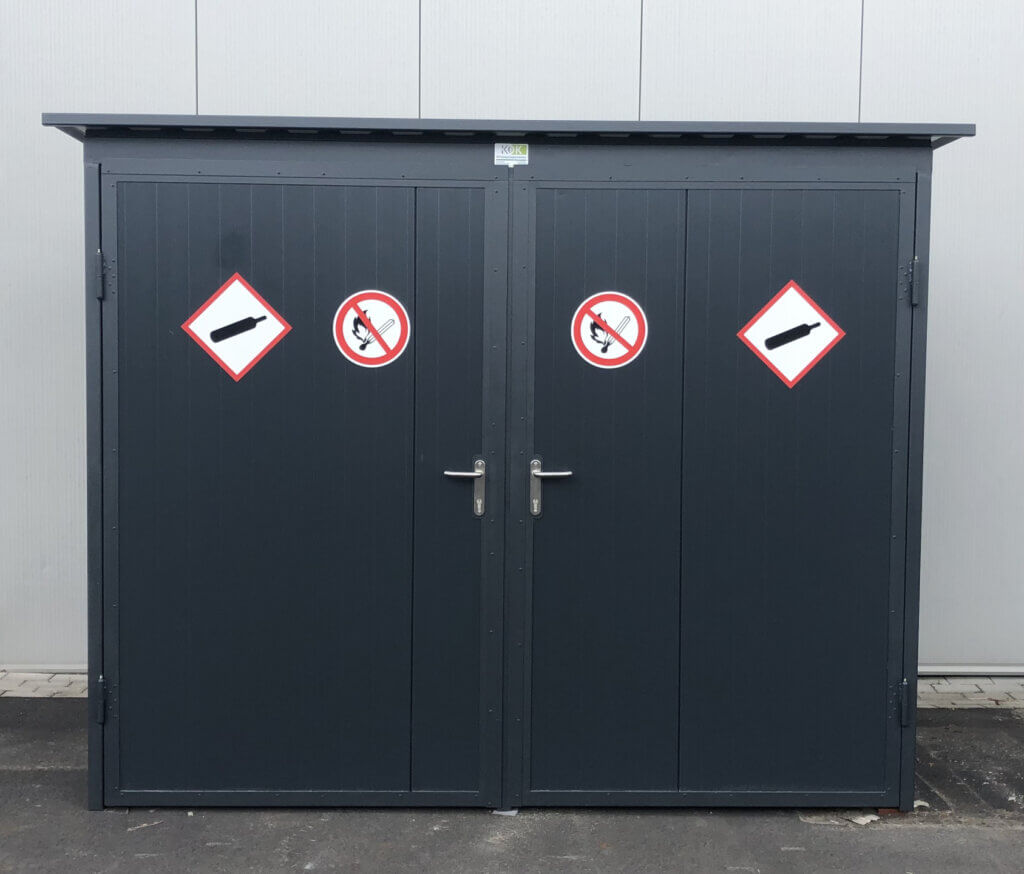 Gasflessenopslagsysteem voor 48 gasflessen voor Houthandel van Hulst